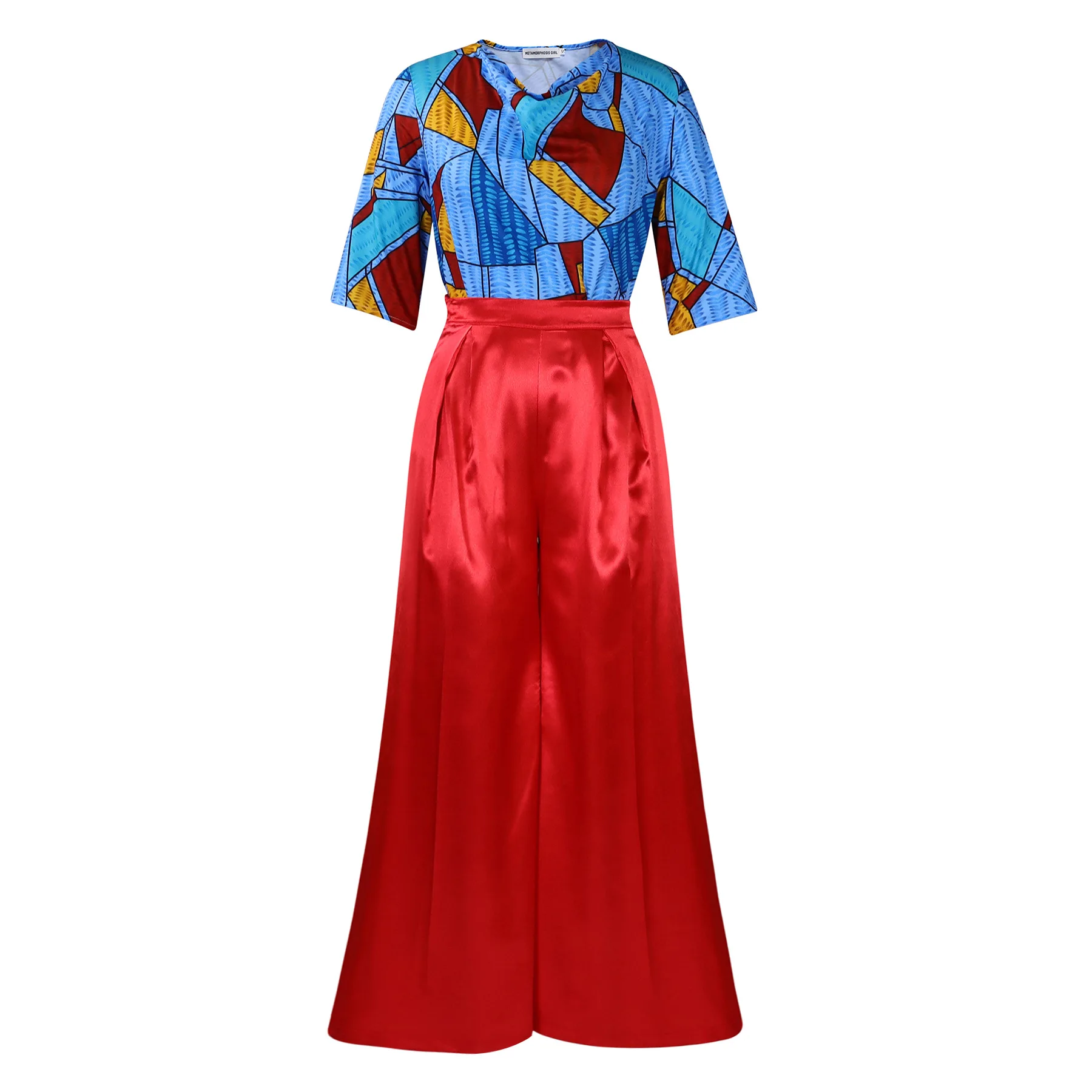 D3279 Women's 2026 New Short Sleeve Printed Shirt Casual Loose Wide-leg Two-piece Set Women's Formal Evening Gowns Party Luxury
