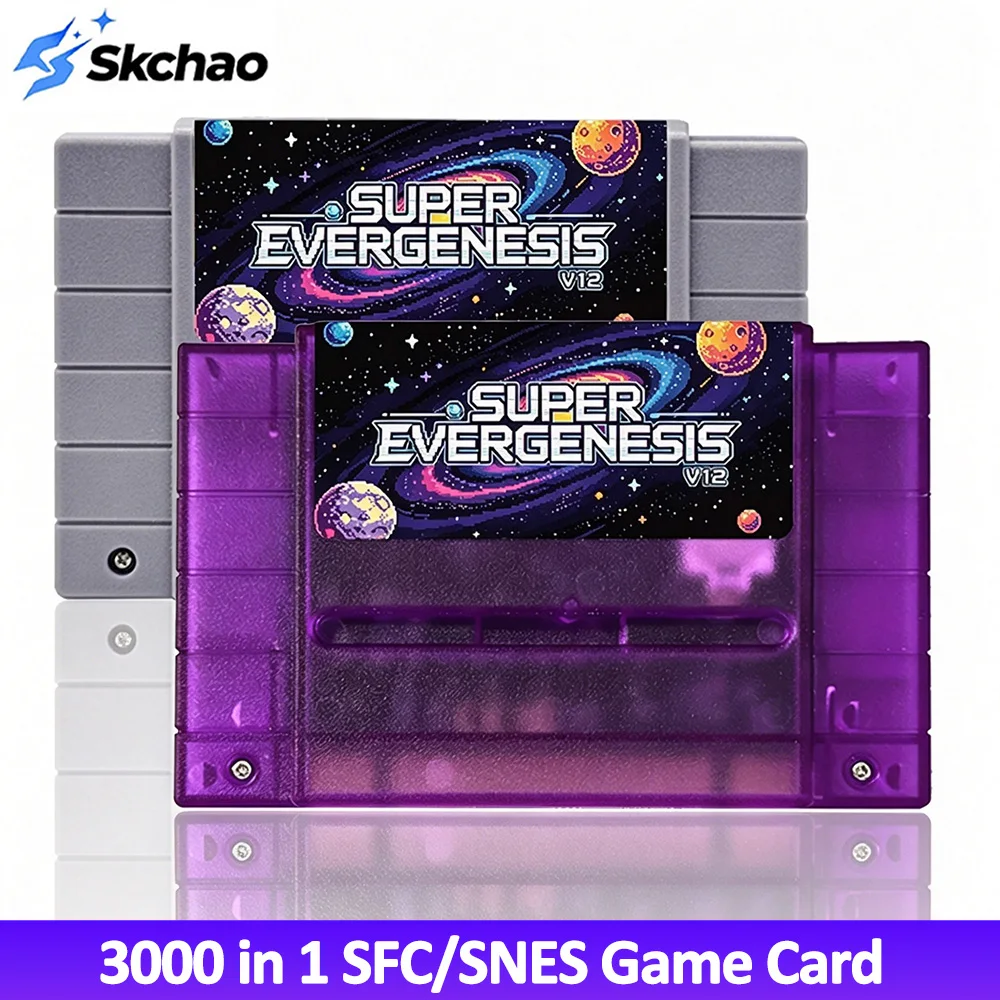 Nowa karta z grami OS V12 3000 w 1 SFC/SNES z kartą TF 8GB, Plug and Play, akcesoria do konsoli Nintendo SNES