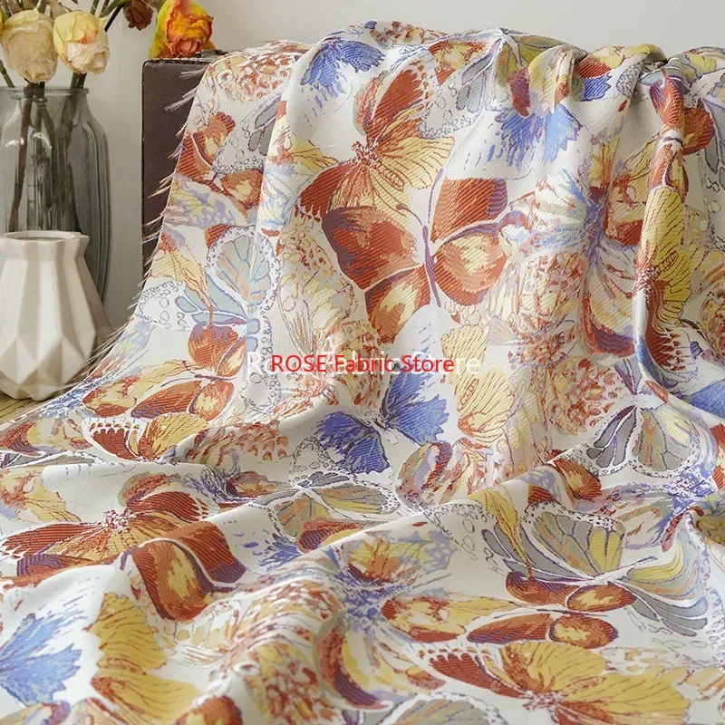 

1-метровая пряжа с летающей бабочкой, окрашенная жаккардовая ткань, женское платье, длинная юбка, сумка, декоративная швейная ткань