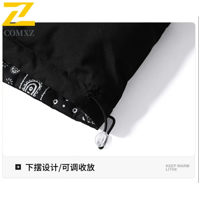 COMXZ Lightweight Parker Coat Thick Stand Collar Minimalist Skiing Cotton Padded Jacket High Quality Winter Jacket Mens Clothing