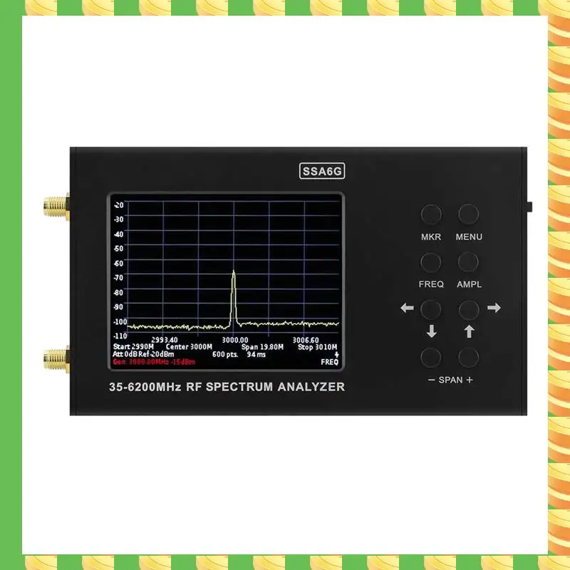 AB53 HAMGEEK SSA6G 35Mhz-6200Mhz RF Spectrum Analyzer RF Multimeter Spectrum Explorer With Touch Screen HT6 Antenna