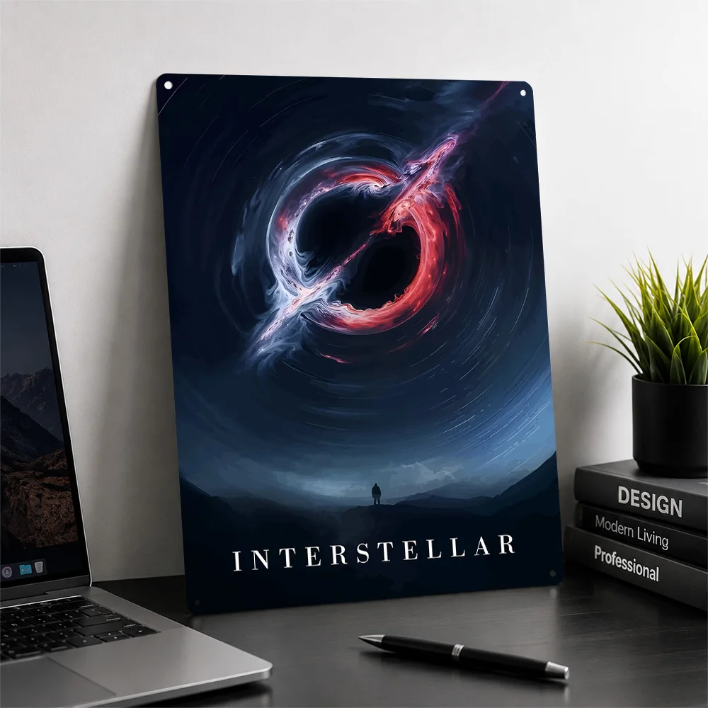 Interstellar Black Hole Artwork Metal Poster Film Wall Art Personalized Vintage Tinplate Sign for Movie Room Man Cave Home Decor