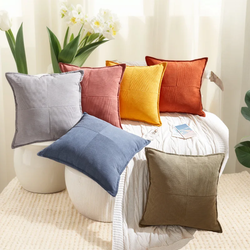 Nordic Modern Style Striped Pillow Case Cross Stitching Cushion Corduroy Sofa Bedside Pillow Covers Decorative Drop Shipping