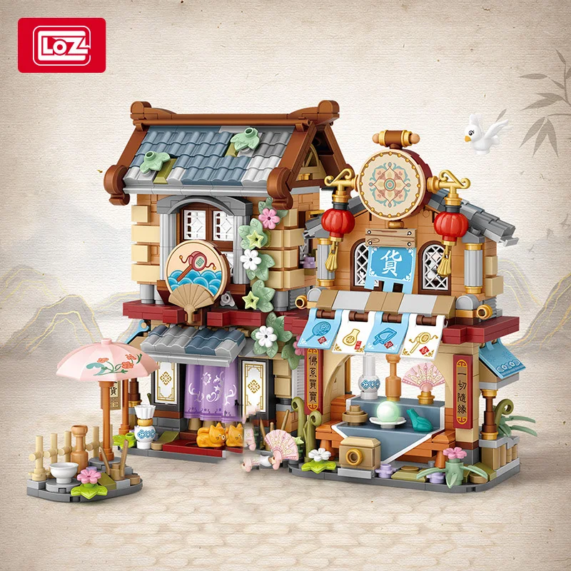 LOZ Ancient Road Station DIY Foldable Building Blocks Model Small Particle Assembly Ornament Adult Stress Relief Toys Gifts