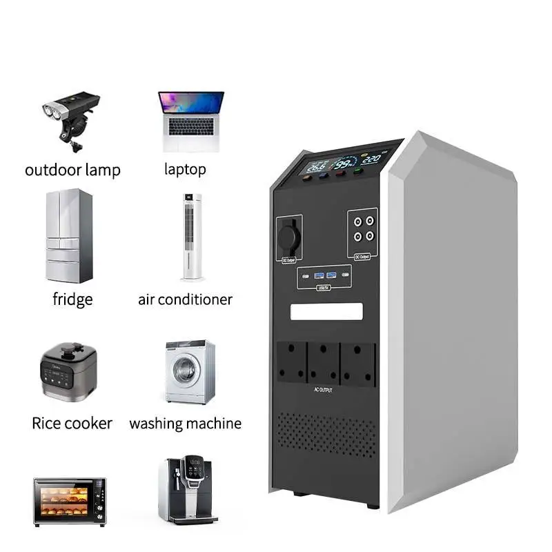 Portable 1000 W-5000 W LiFePO4 Power Station  Solar System 3000 W-5000 W Output Controller External Battery