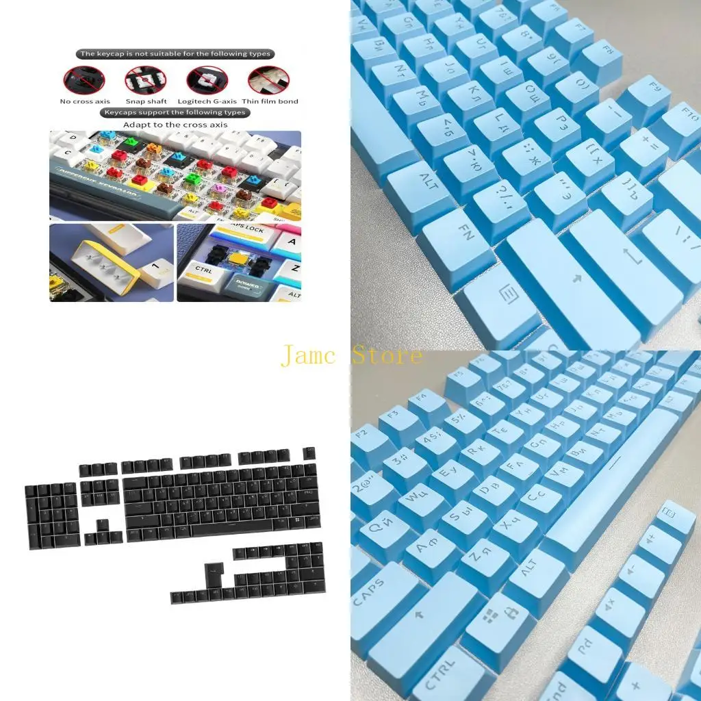 LX0B Mechanical Keyboards Keycaps OEM Profile 104Keys Russian ABS Backlit Keysaps for 61 64 68 84 96 98 100 104