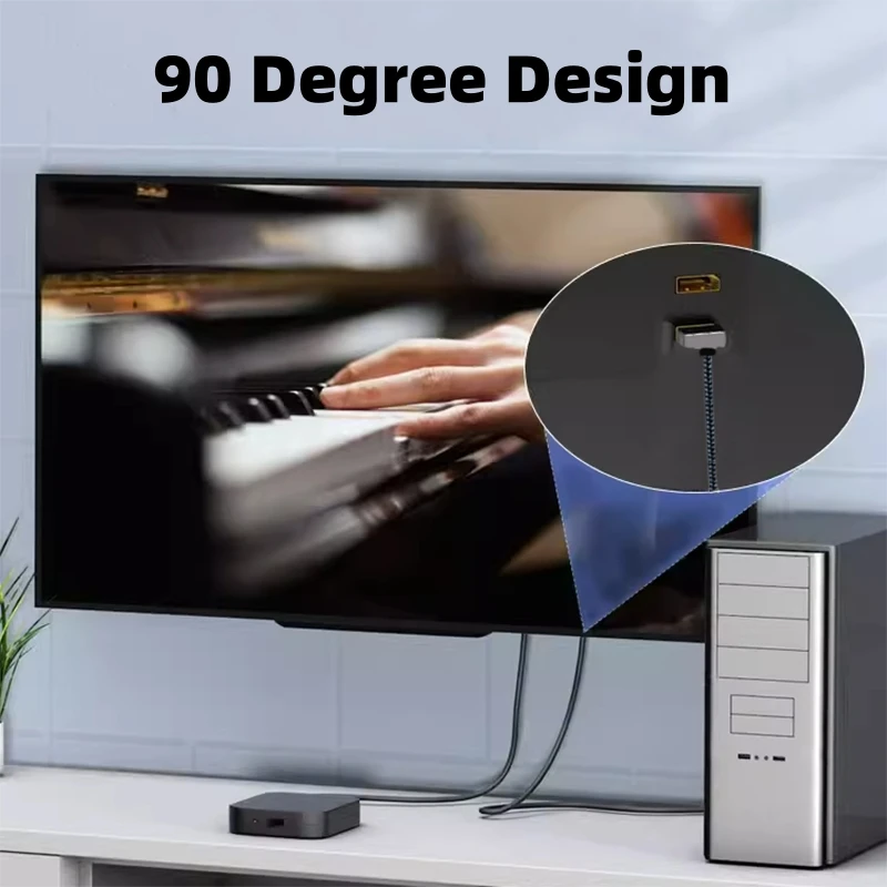 1M 90 Degree DP Up/Down/Left/Right Angle DisplayPort 1.2 Cable 4K60Hz 2K144Hz Video Audio Cord for Laptop PC Xbox Series Monitor