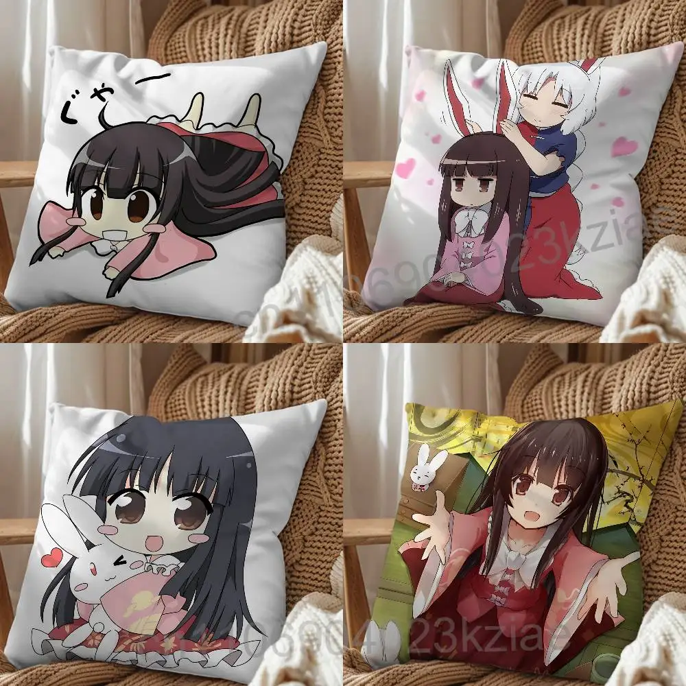 Serene and elegant Kaguya Houraisan Pillow Case Square Double-Sided Printing Short Plush Sofa Cushion Cover Bedroom Bedside