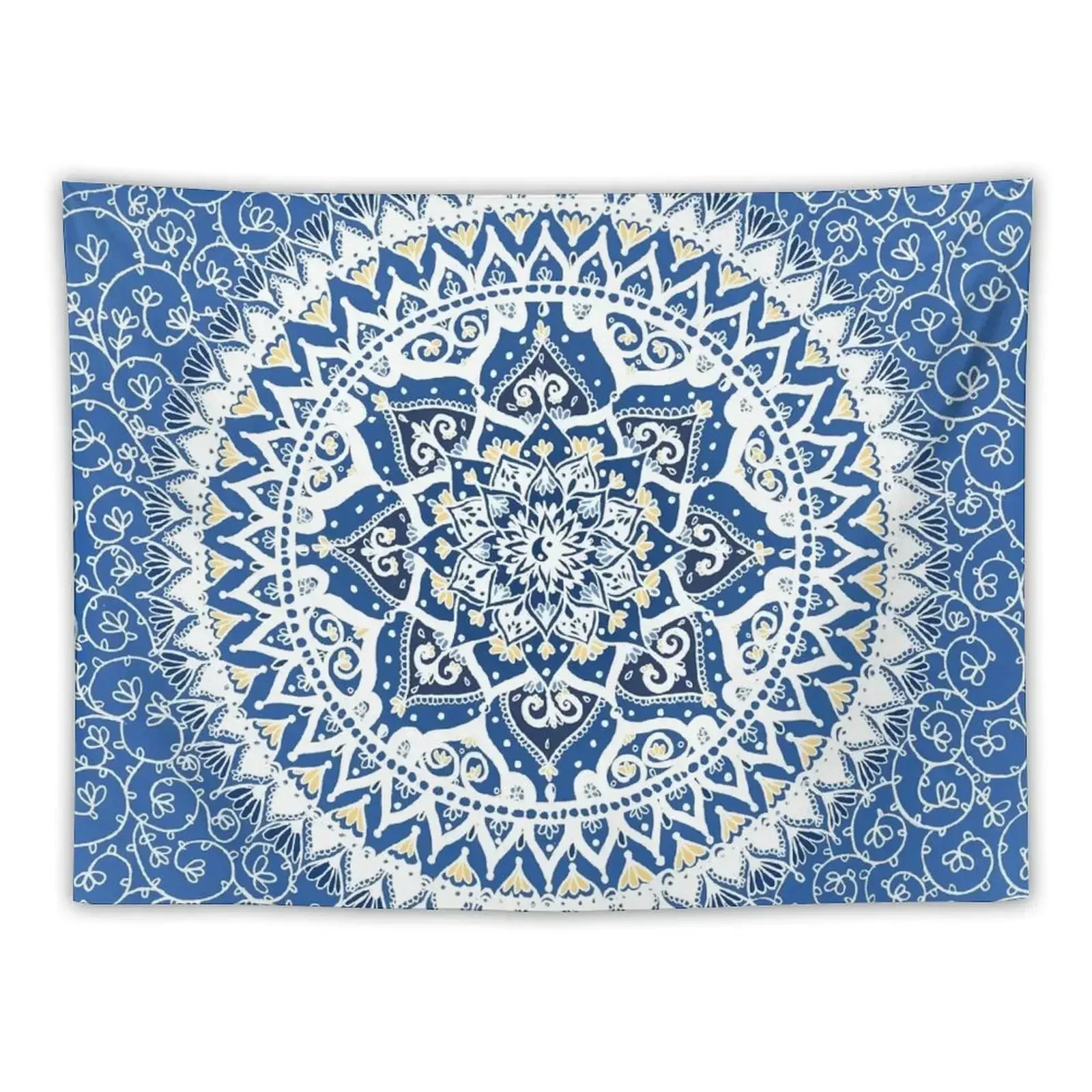 

Yin Yang Mandala Pattern (Blue & Yellow) Tapestry Custom Room Decor Room Design Tapestry