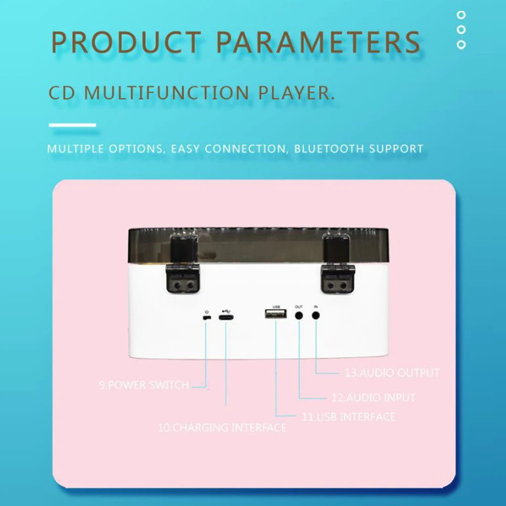 متعددة الوظائف مشغل أقراص مضغوطة الصوت المحيطي بلوتوث USB MP3 القرص المحمولة مشغل موسيقى التحكم عن بعد مكبر صوت ستيريو المنزل غرفة نوم