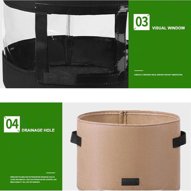 7/10 Gallon New Potato Plant Grow Bags With Window Home Garden Pot Greenhouse Vegetable Growing Bags Jardin Vertical Planter C1