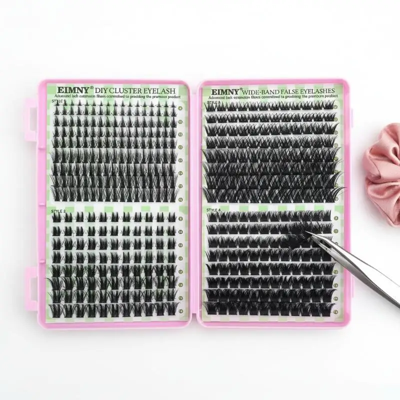 

3d Faux Mink Lash Natural Look Cluster Design Fake Eyelash 640 Clusters 8-16mm Length False Eyelashes Bond And Seal Wispy Style