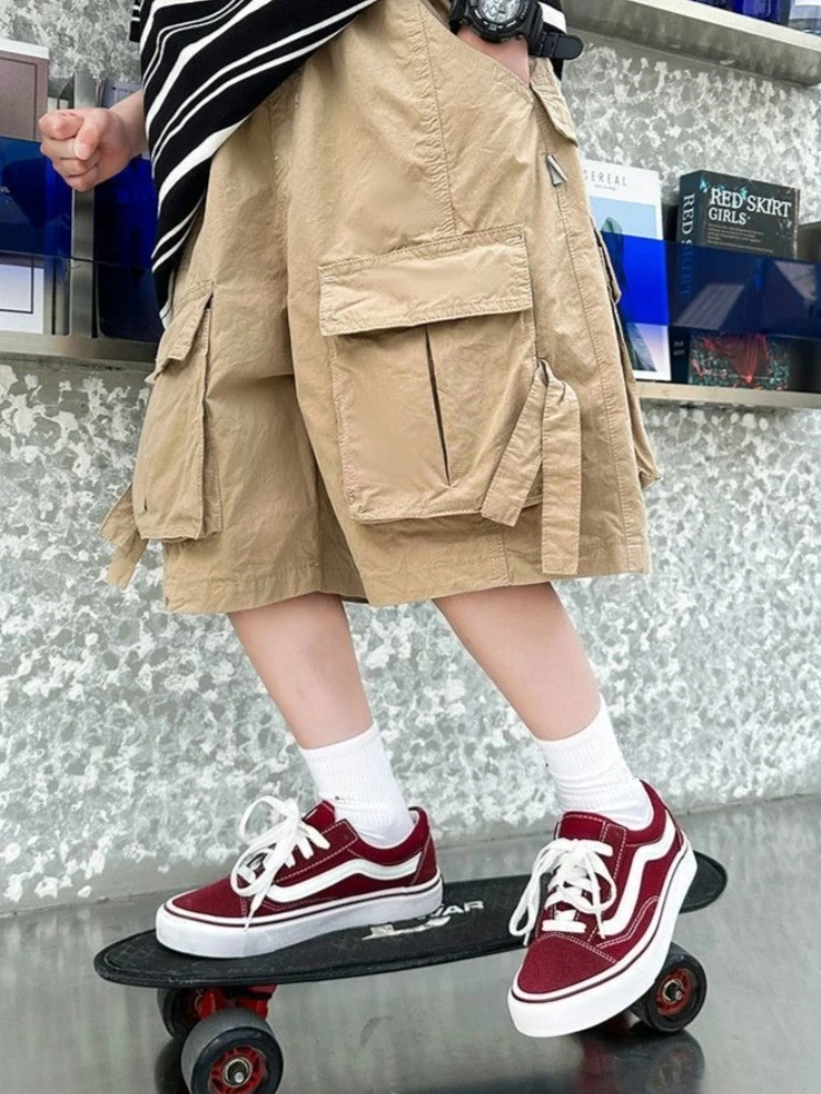 Boys Mid Length Cargo Shorts 2026 Summer New Casual Loose Fit Lightweight Outdoor 3