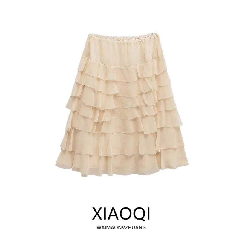 Princess Style Half Body Skirt with Lace Design Versatile mid Waist Summer New Arrival Women's Fashion 2025