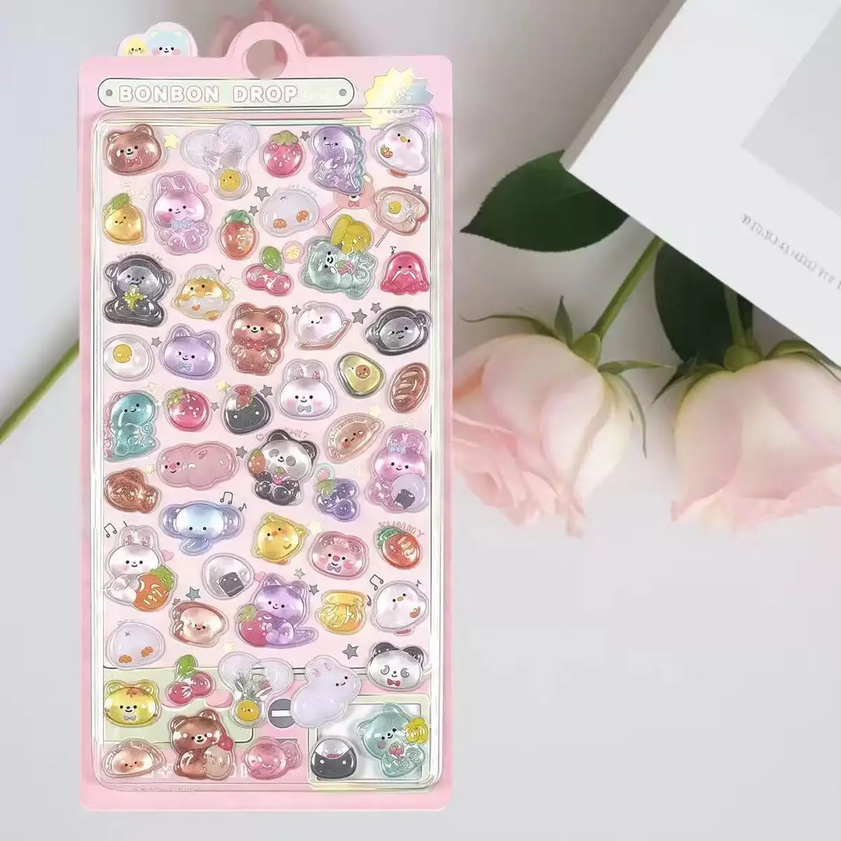 Cute 3D Cartoon Animal Crystal Stickers Transparent Relief Decals Fun Phone Case Decor Stickers