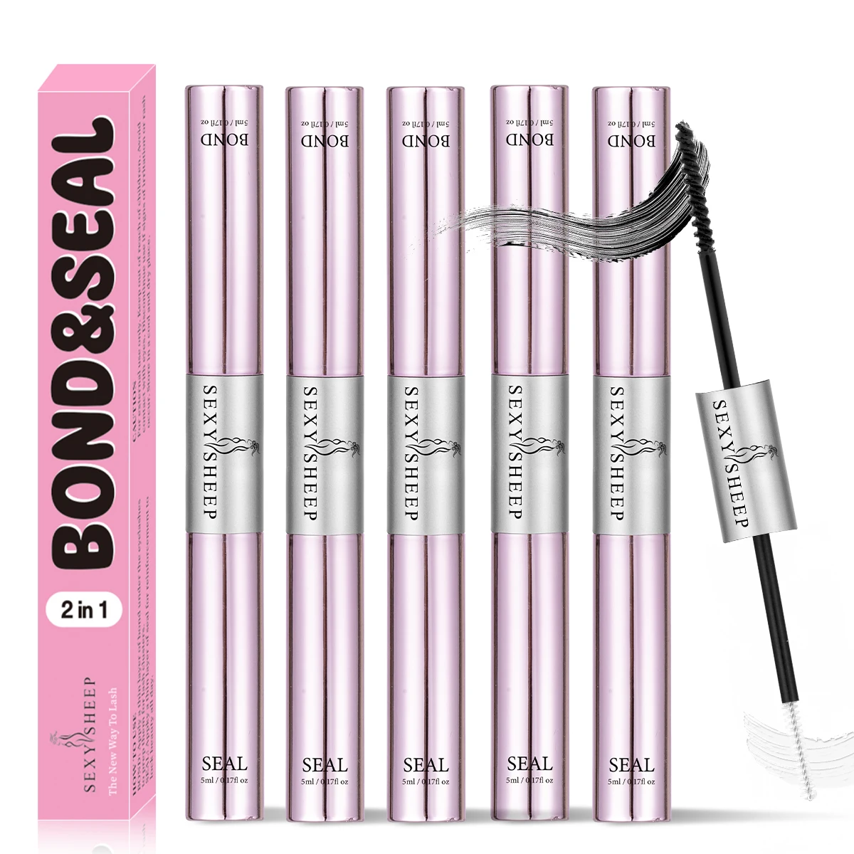 Lash Glue Bond and Seal 10ml Long Lasting Strong Hold Waterproof 2 in 1 Cluster Eyelash Glue for DIY Lash Extensions