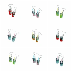 Coffee Earring For Women Resin Tea with Milk Drop Earrings Children Handmade Jewelry DIY Gifts