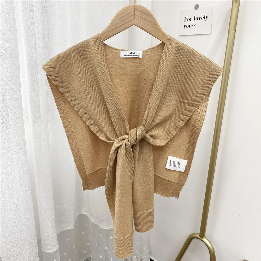 2022 New Knitted Shawl Women's Summer Outside Air-conditioned Room Cloak Spring Autumn Korean Fashion Shoulder Gray