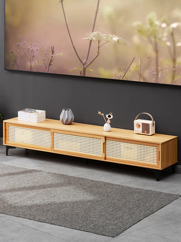 

TV cabinet simple modern coffee table combination small apartment solid wood living room bedroom light luxury floortelescopic