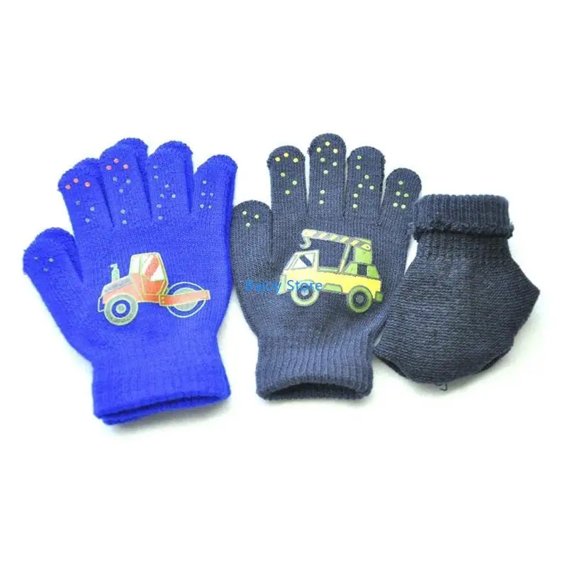 63he Niños Guante punto invierno con lindo patrón dibujos animados Día nieve por guantes cálidos Mittens para
