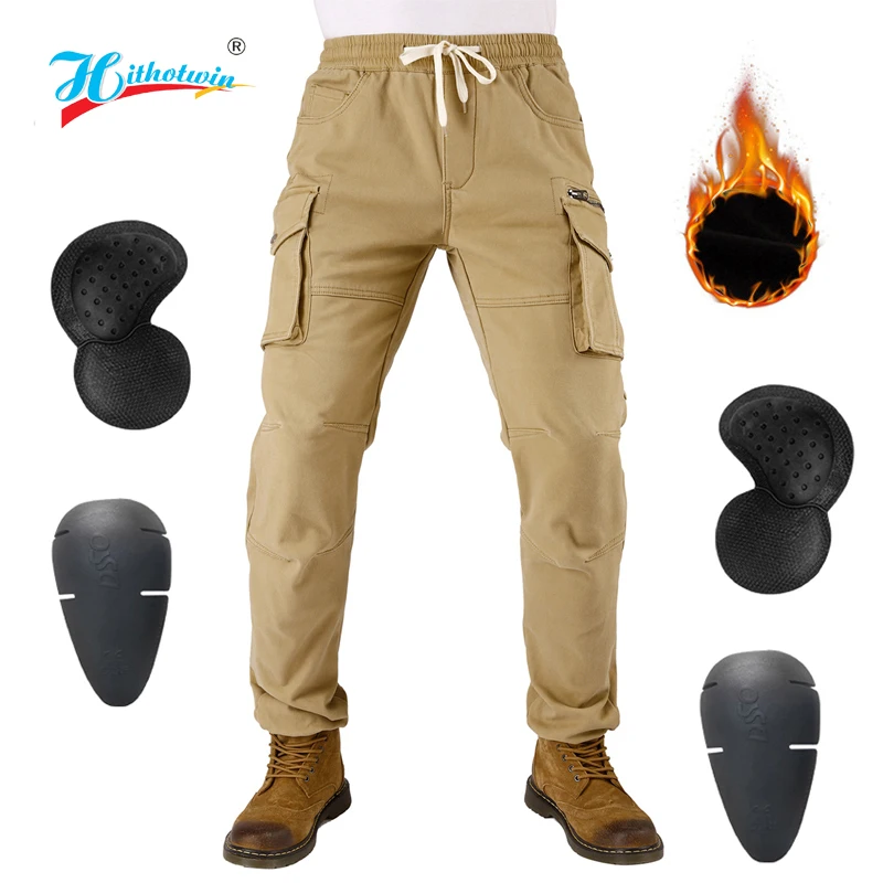 Plus velvet Motorcycle Pants Men Windproof Protective Gear Riding Trousers Keep warm in winter Pants Work clothes