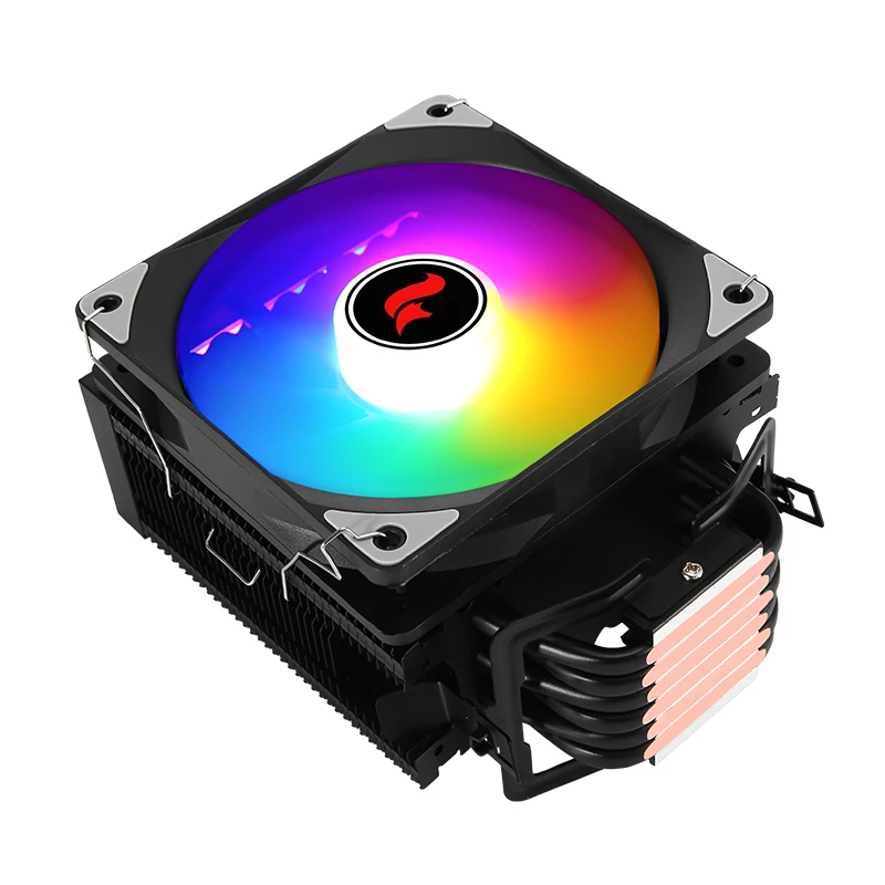 HNHU Durable Cpu Heatsink Compatible LGA115x 1200 1700 2011-3 x79 x99 AMD PC Cooler Processor 4/6 Heat Pipe Black 120mm ARGB Fan