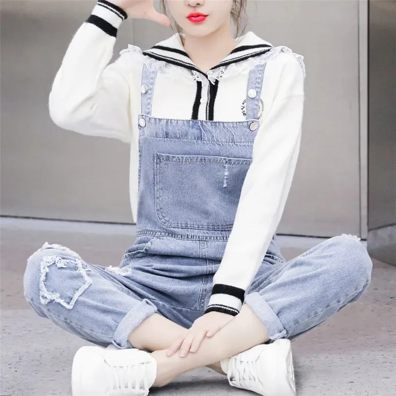 2024 Spring Summer New Female Denim Overalls Casual Loose Women Clothes Harajuku Big Pocket Jean Jumpsuit Roupas Feminina