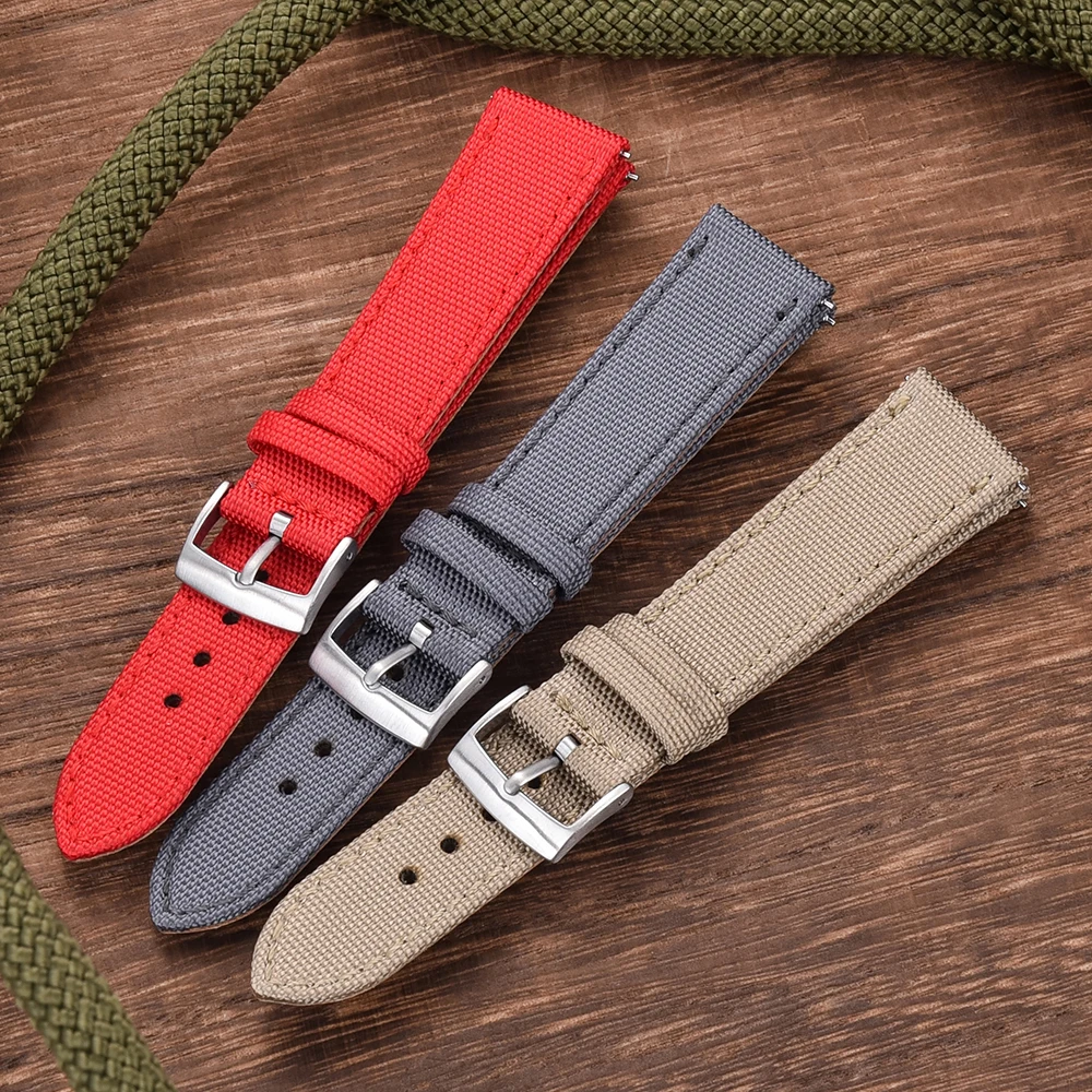 18mm 20mm 22mm Quick Release Canvas Nylon Leather Watchband For Men Women Universal Strap Fit For Smartwatch Traditional Watches