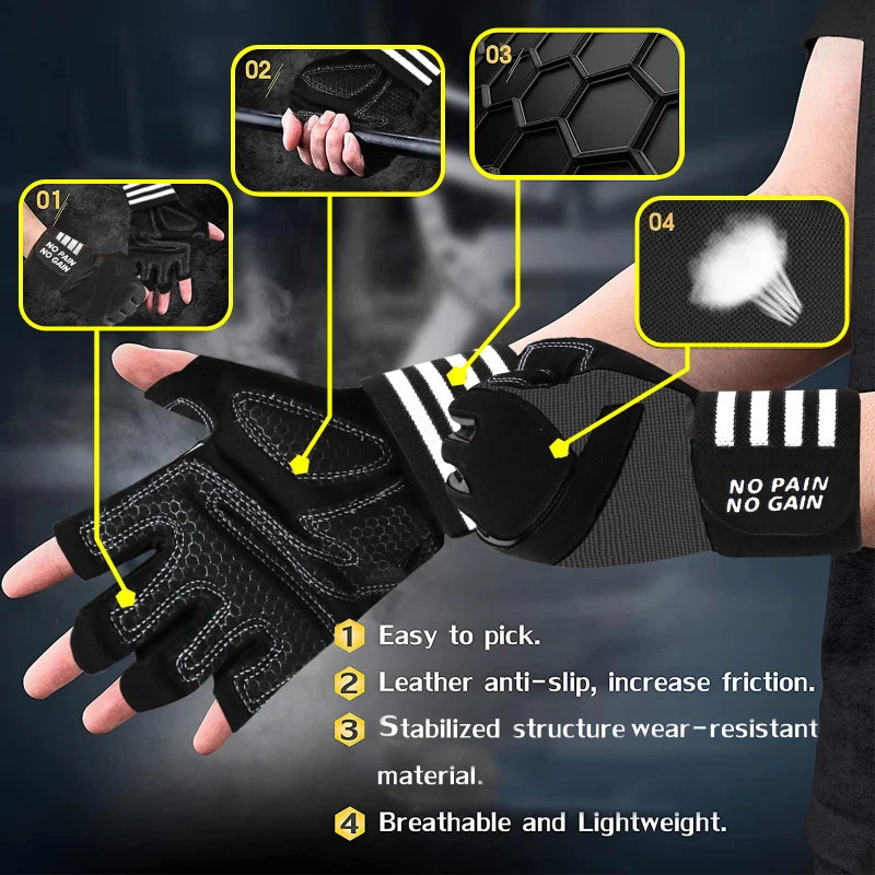 Weight Lifting Gloves Men Women Half Finger Gel Full Palm Protection Gym Glove Fitness Workout with Wrist Support Drop Shipping