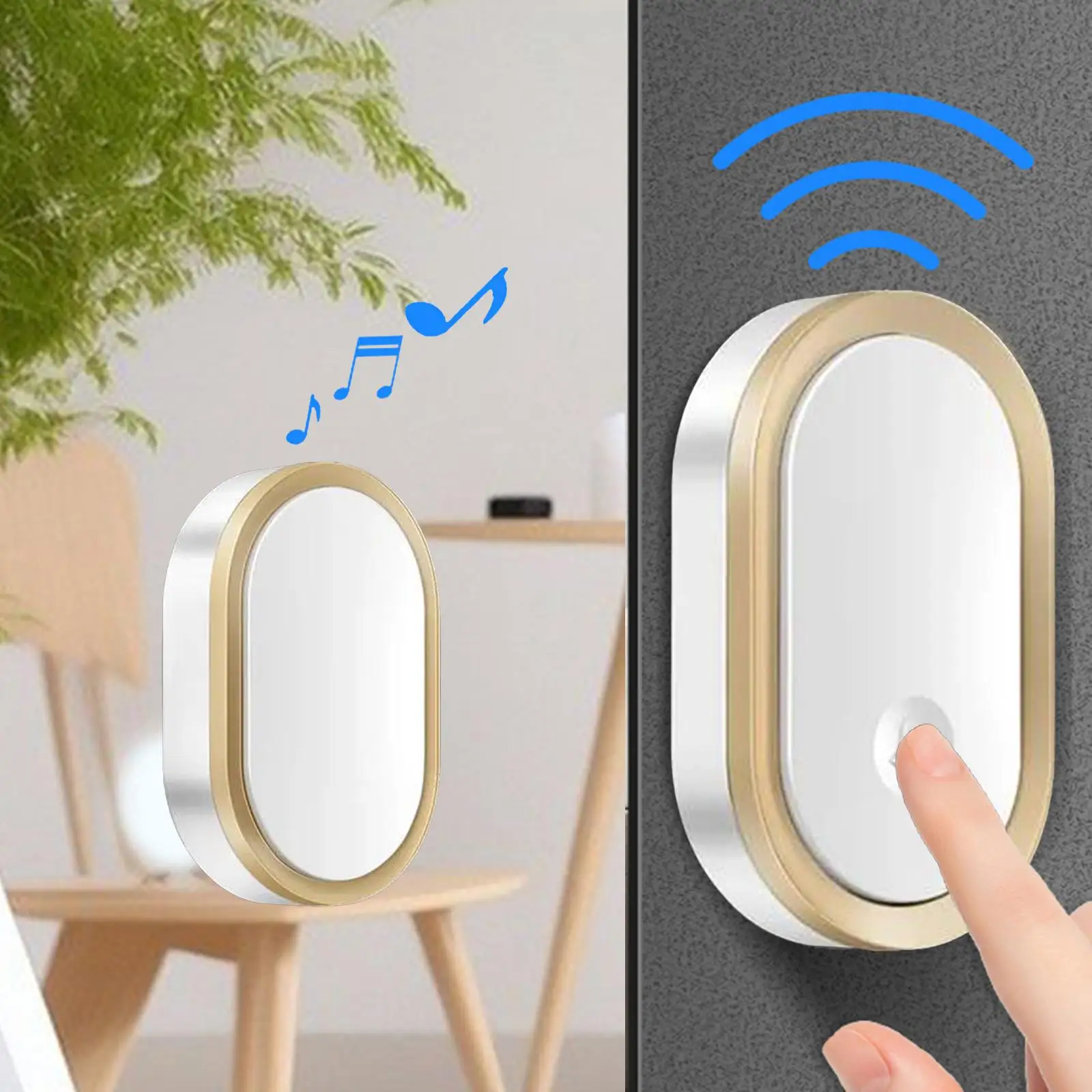 Wireless Doorbell Compact 4 Volume Levels LED Indicator with 36 Melodies Door Chimes for Home Office Villas Indoor Outdoor Shops