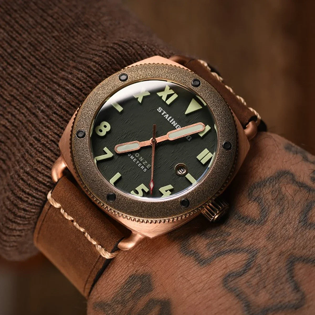 STALINGRAD Vintage Bronze Men\'s Watch Miyota 8215 45MM Sapphire Crystal Water Resistant 200 Bar Mechanical Wristwatches