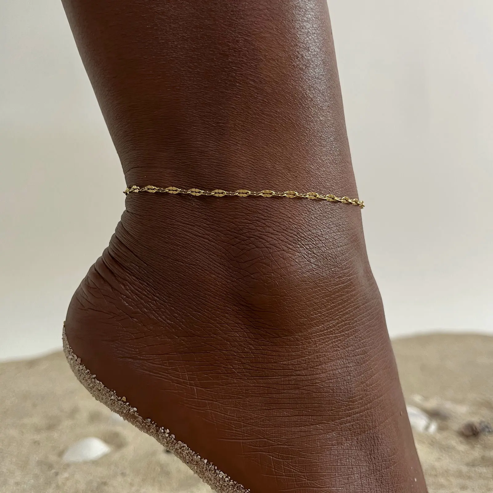 Women Gold Color Waterproof Stainless Steel Dainty Lip Chain Anklets Jewelry Gift, Minimalist Anklet For Daily Beach Holiday