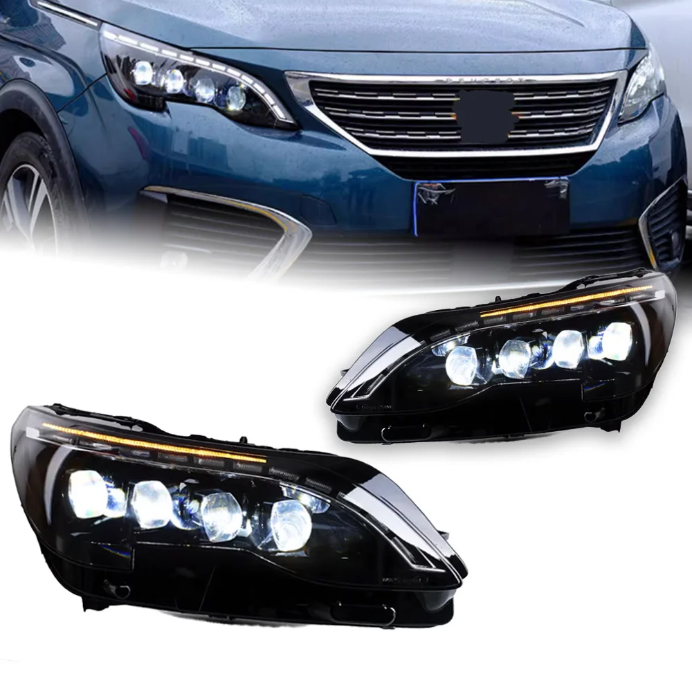 AKD Head Lamp for Peugeot 3008 5008 LED Headlight 2017-2020 Headlights 4008 5008 DRL Turn Signal High Beam Angel Eye Projector