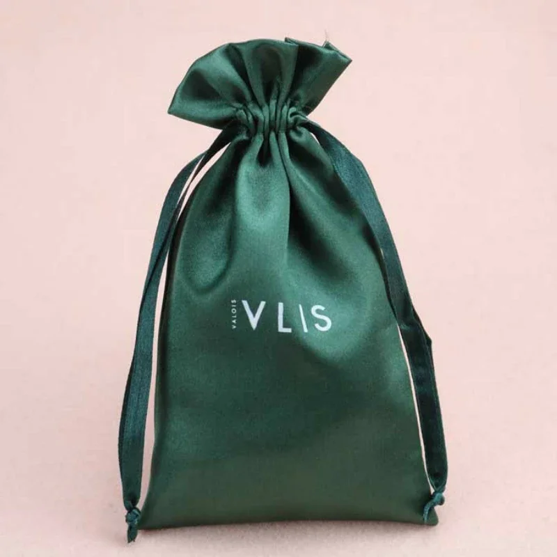 Satin Gift Bags Packaging Jewelry Hair Wedding Party Sachets Shoe Storage Dustproof Silk Drawstring Pouch Print Logo Custom Sack