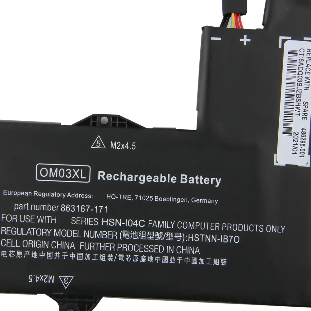 Replacement Battery HSTNN-IB7O OM03XL For HP EliteBook 1030 G2 1GY31PA Quality Spare Batteries With Tools 3400mAh