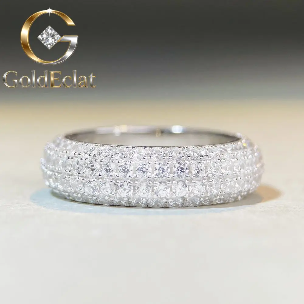 

Кольцо GoldEclat Luxury из белого золота и платины PT950 с полным бриллиантовым паве, унисекс, средний размер, популярное в Европе и Америке.