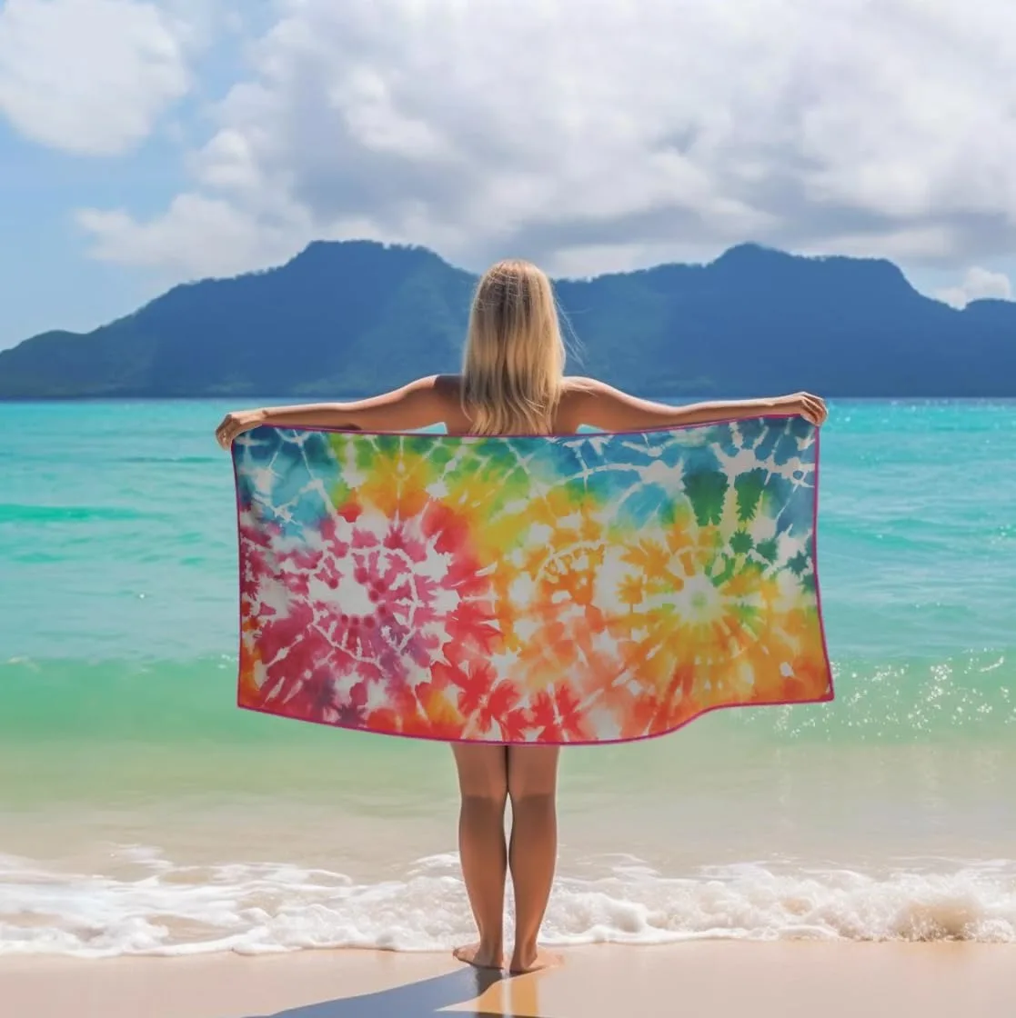 Colorful Sunshine pattern Beach Towel for Family stuffs friends Gifts Quick-Dry For Bath Yoga Tourism Beach GYM Camping Swimming