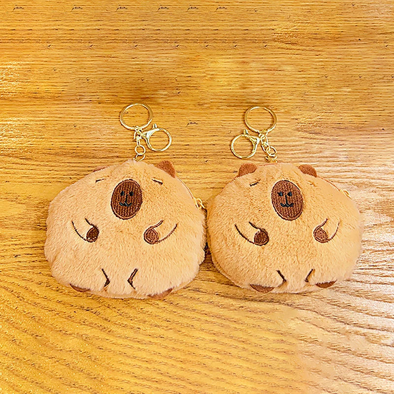 Kawaii Capybara Plush Coin Purse Lovely Cartoon Money Change Pouch For Girls Mini Plush Wallet Earphone Storage Bag