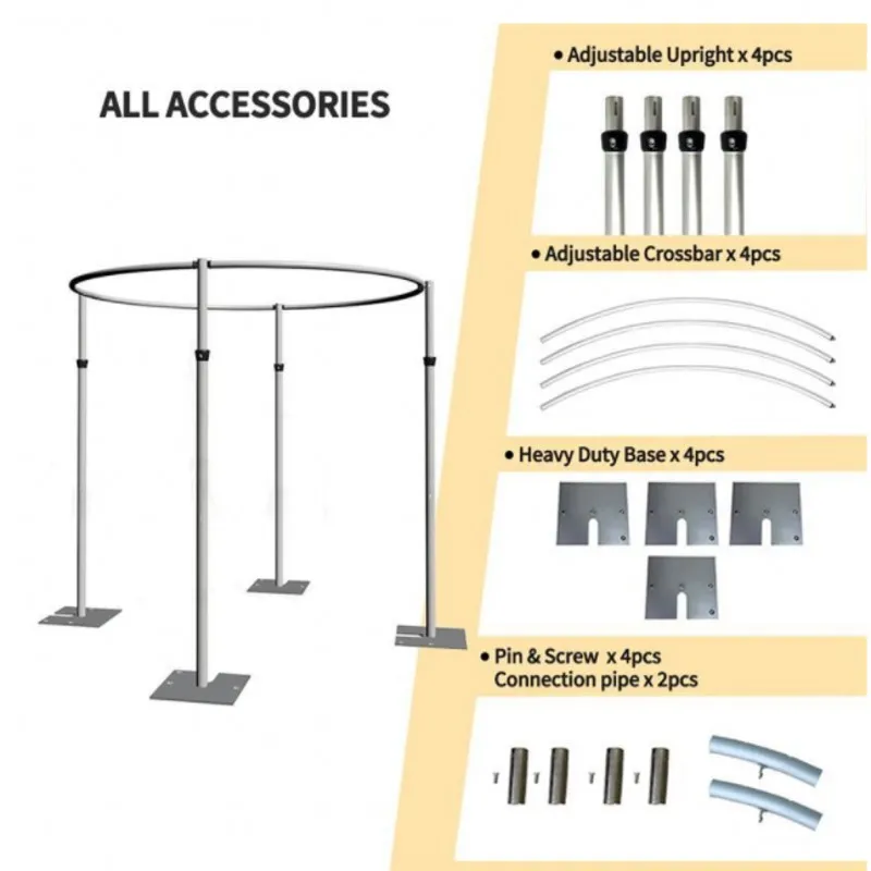 Durable Use Adjustable Round Wedding Canopy Chuppah Drape Backdrop Stand Kit Stainless Steel Pipe Frame For Party Event