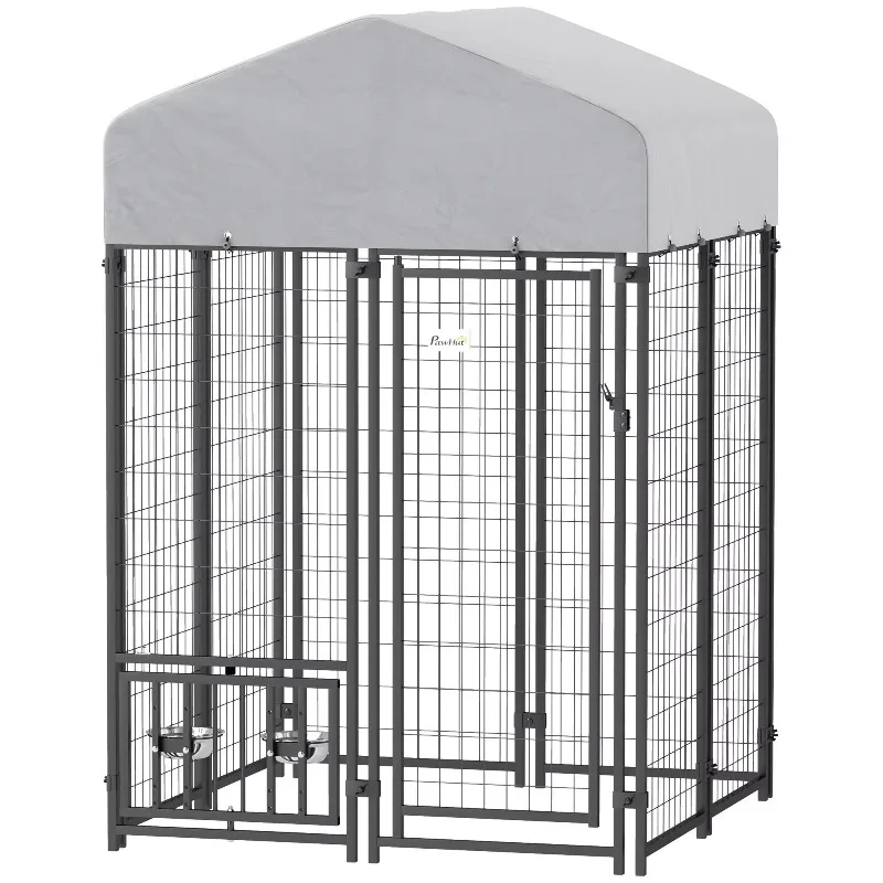 Welding wire outdoor kennel 3.9 'X 6' 4 grade adjustable bowl 360 degree rotating waterproof pet house furniture
