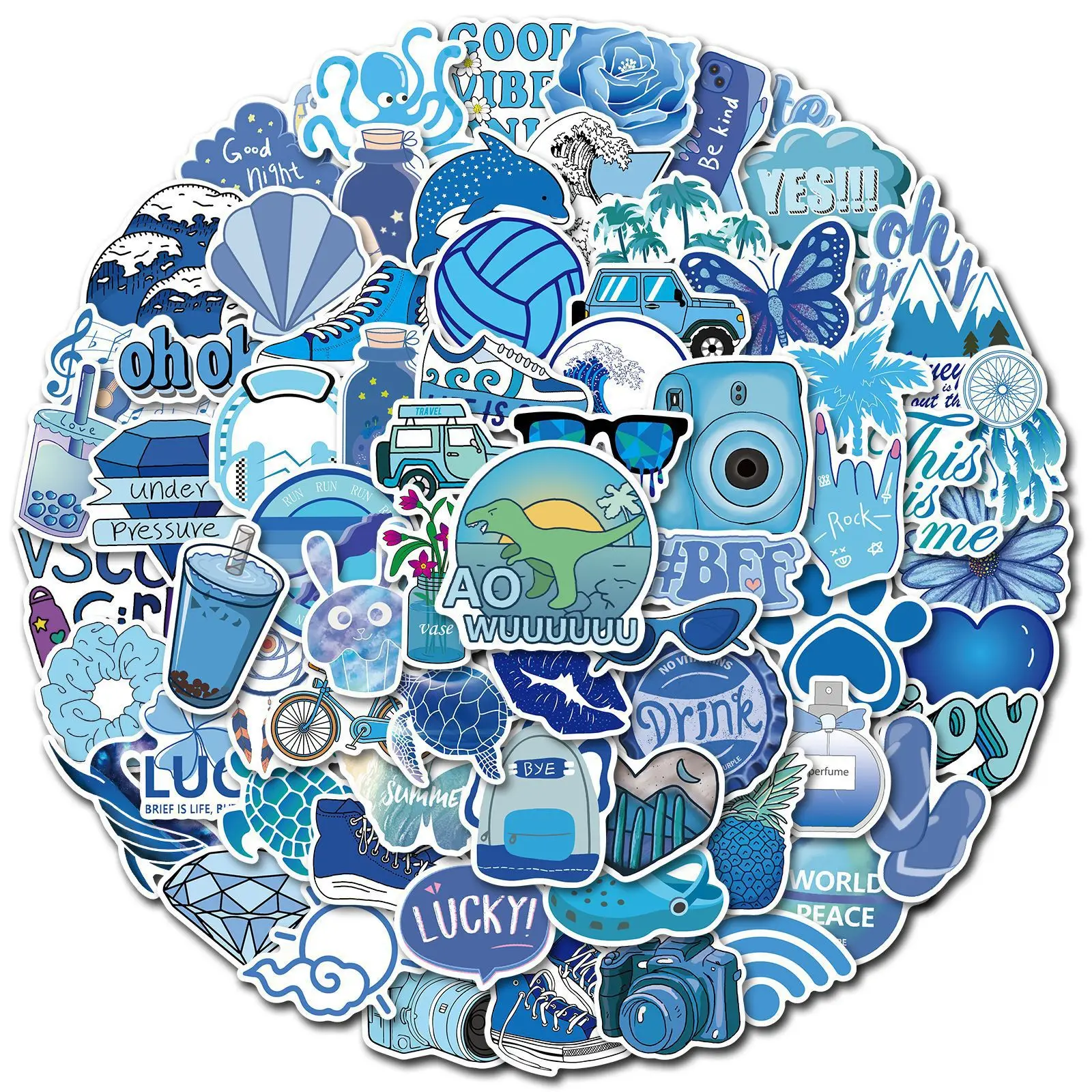 10/30/50/100PCS Blue Vsco Cartoon Animal Sticker For Skateboard Laptop Motorcycle Graffiti Scrapbook Suitcase Decals Stickers F5