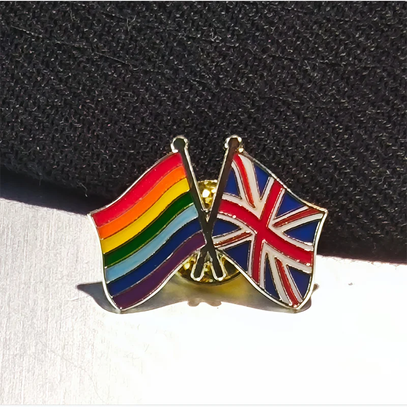 Rainbow United Kingdom Flag Metal Soft Enamel Lapel Badge Pins Brooches