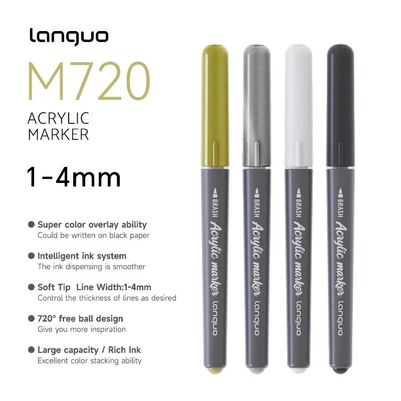 LANGUO 1/5 PCS 4 Colors Direct Liquid Acrylic Marker Paint Pen Set DIY Drawing Painting for Glass Stationery School Art Supplies