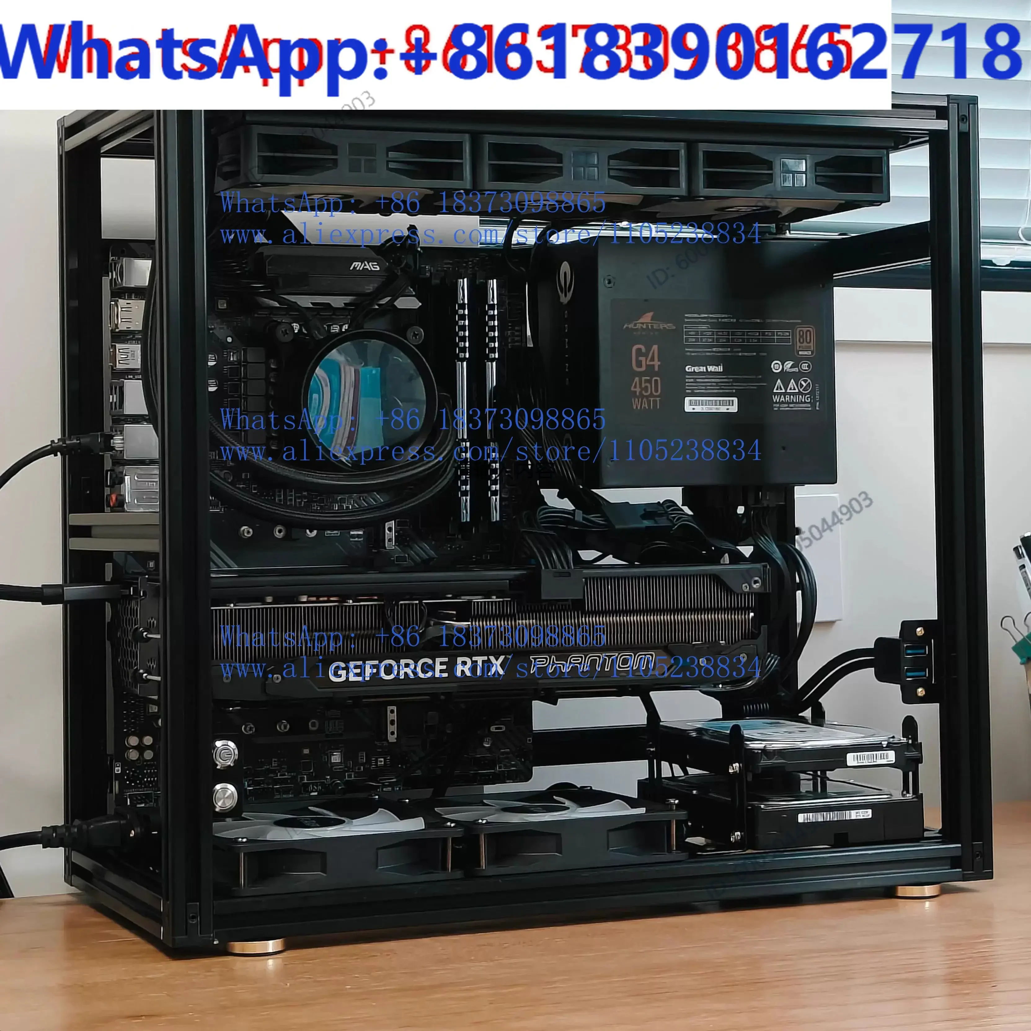 AGB42W aluminum profile chassis, open compact all-inclusive graphics card vertical installation