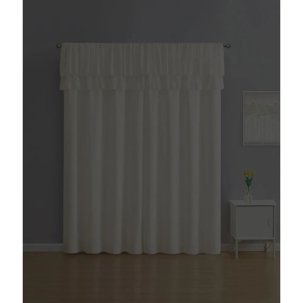 Panel dan Gunting Tirai Jendela Gading Solid Berkerut, Set 4, 50 x 95