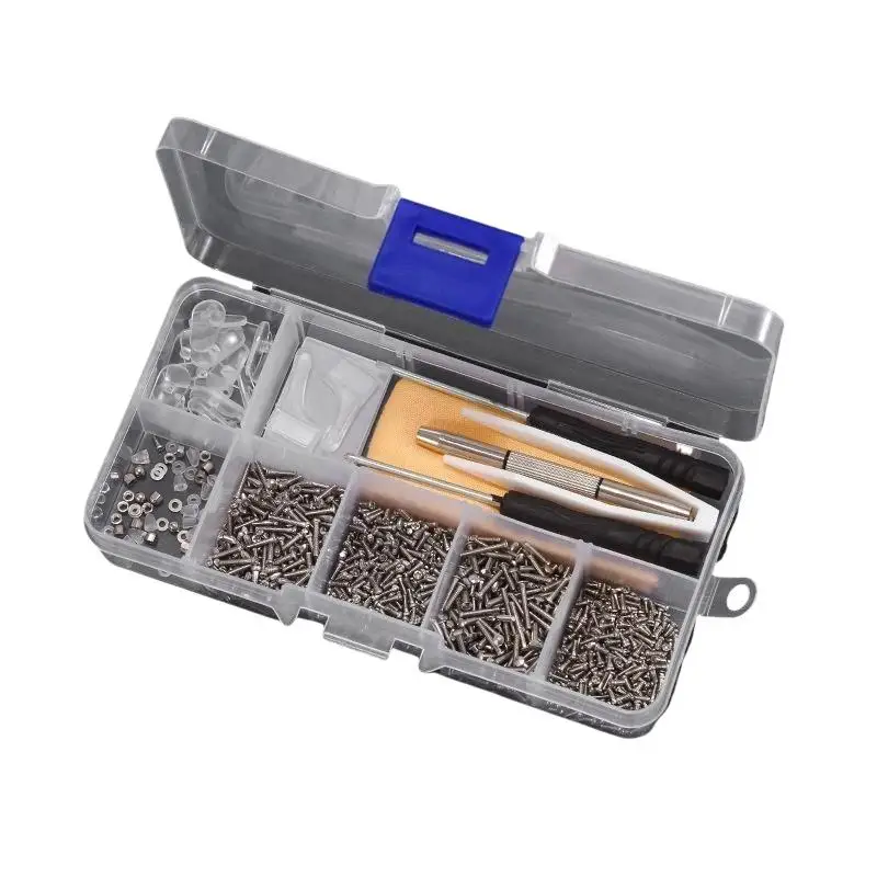 500Pcs Mini Eyeglass Sunglass Repair Kit with Screws Nose Pads Screwdriver for Home Travel Watch Jewelry Fix