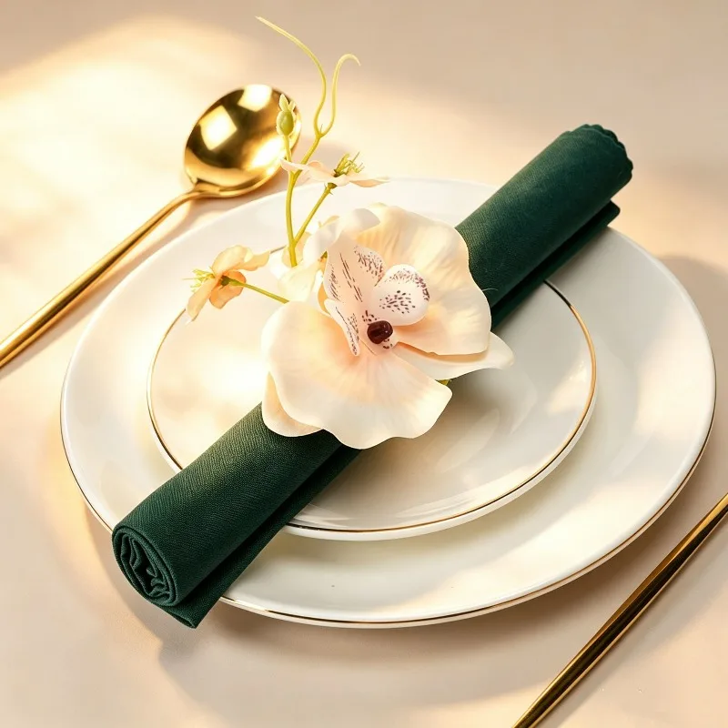 Creative Simulation Flower Phalaenopsis Napkin Ring Western Restaurant Desktop Decoration Romantic Valentine's Day Napkin Ring