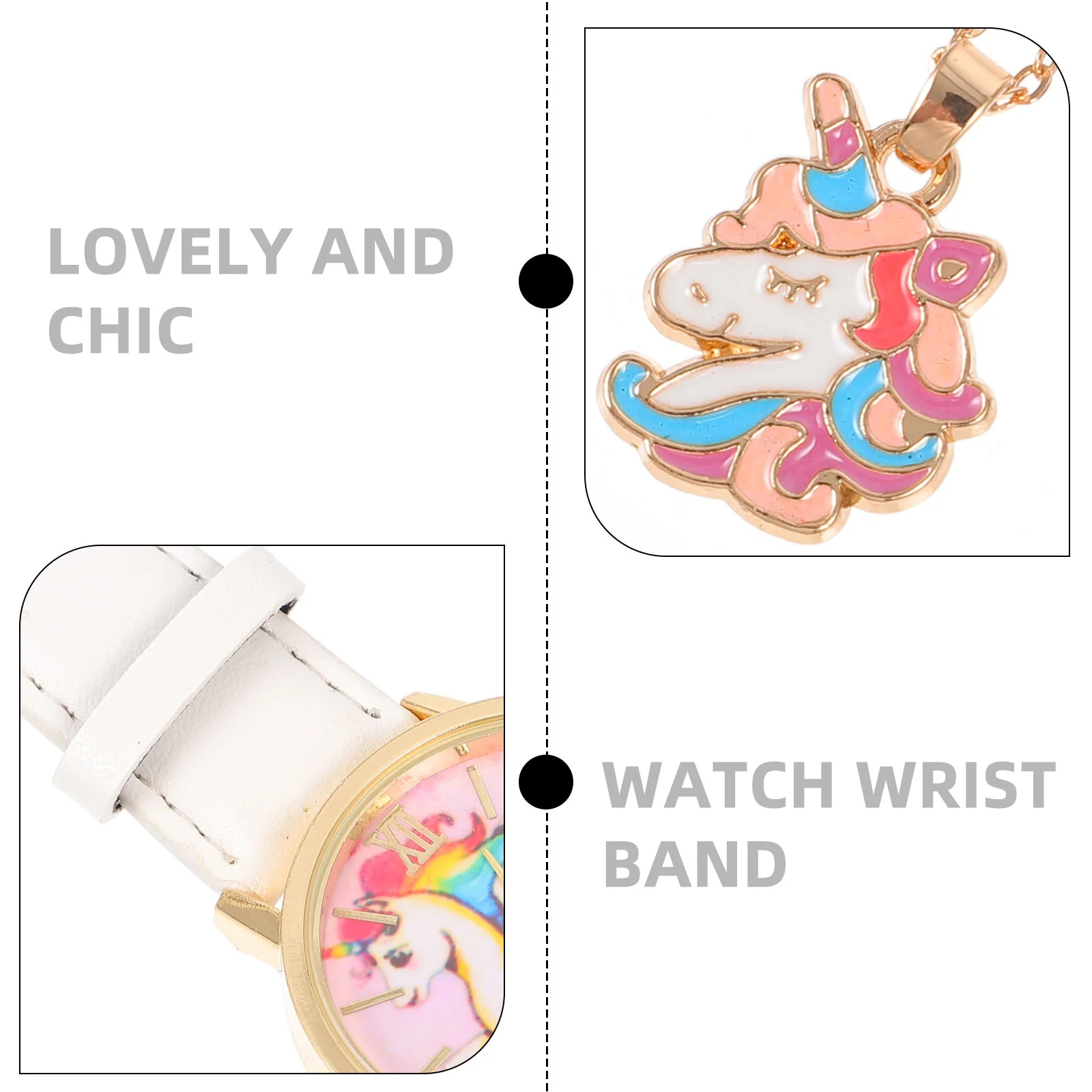 1Set Cartoon Unicorn Quartz Watch Lovely Wrist Watch Adjustable Strap Comfortable Fit Perfect Gift for Holidays