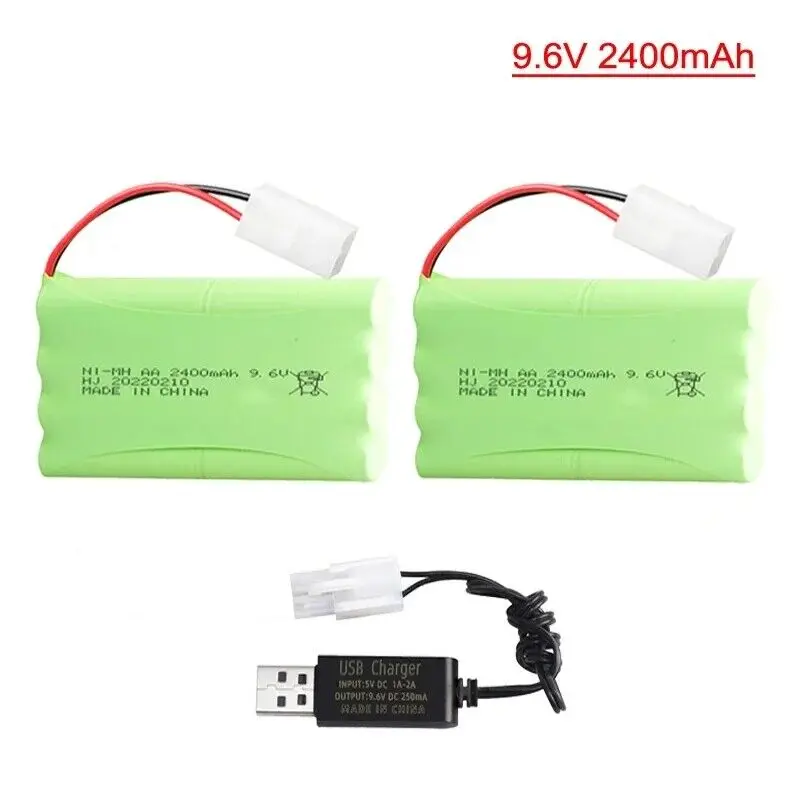 9.6V 2400mAH NI-MH Rechargeable 8-Cell AA Battery Packs w/ Standard Tamiya Connector Plug for RC Car Truck Tank and Vehicles