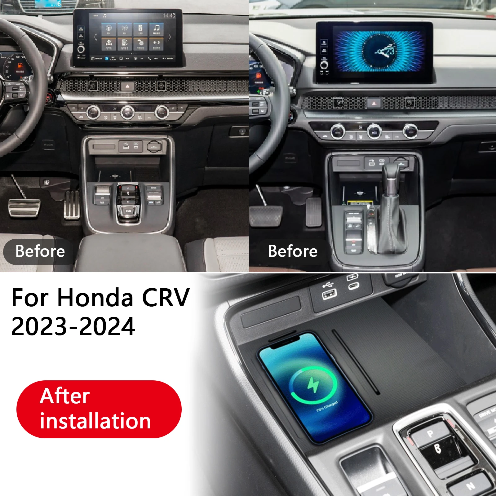 2 din para honda crv 2023-2024 the leaset carro console central carregador de telefone rápido carregador sem fio placa de carregamento suporte de carr